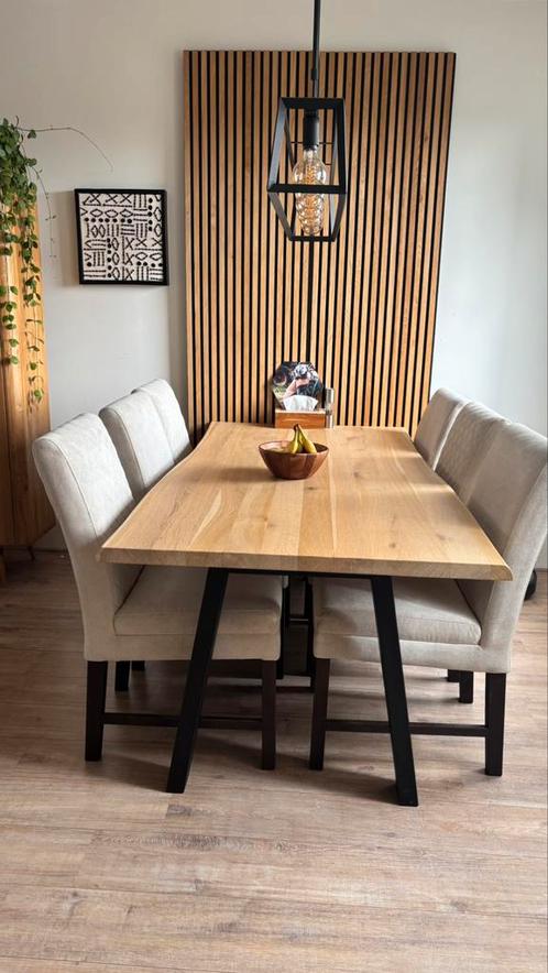 6 stijlvolle gestoffeerde eetkamerstoelen van De Bommel, Huis en Inrichting, Stoelen, Zo goed als nieuw, Stof, Ophalen