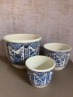 3 antieke Delfts blauwe bloempotten Royal Sphinx by Boch, Ophalen of Verzenden