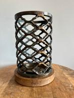 PTMD Windlicht – Metaal & Hout – Industrieel Design, Ophalen of Verzenden, Zo goed als nieuw, Zwart, Hout