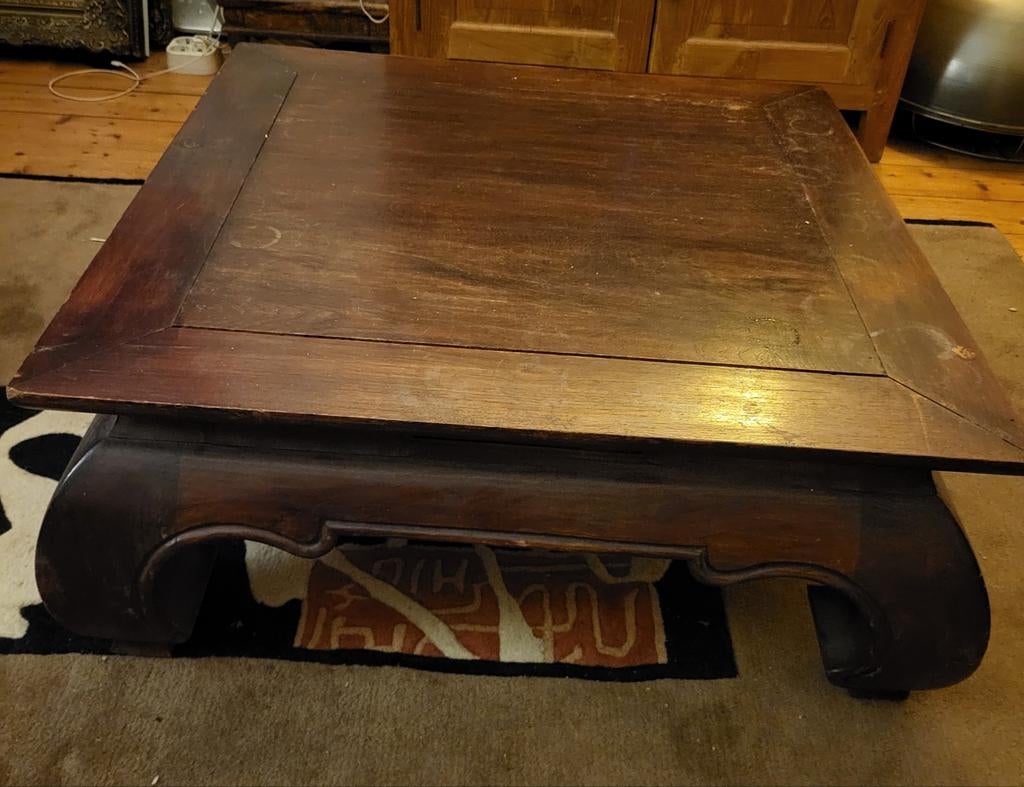 Vierkante houten bijzettafel 78x78 cm, Ophalen
