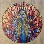 Wandcirkel aluminium 60x60 cm – Pauw in glas-in-lood stijl, Huis en Inrichting, Nieuw, Ophalen of Verzenden, Info@demuurdecoratie.nl