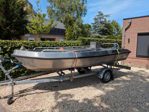 Aluminium Electrische Sloep 470 Zelflozend. Compleet . Nu, Watersport en Boten, Sloepen, Zo goed als nieuw, 3 tot 6 meter, Buitenboordmotor