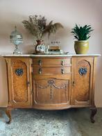 Antiek Frans dressoir met een rosalia marmeren blad, Ophalen, Gebruikt, 100 tot 150 cm, Met deur(en)