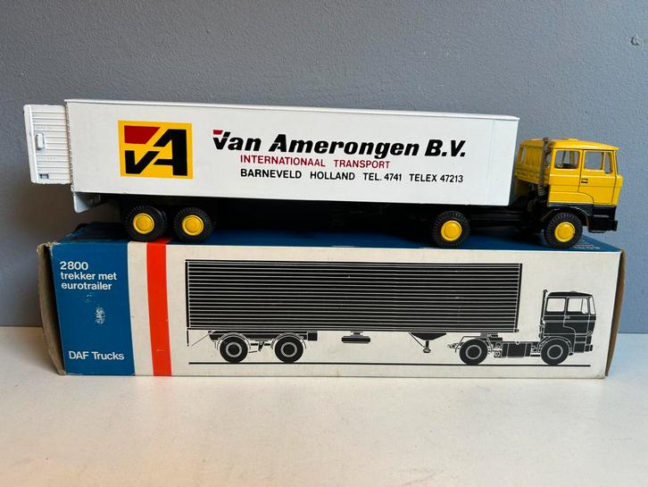Lion toys car Daf 2800 van Amerongen Barneveld + box 1:50, Hobby en Vrije tijd, Modelauto's | 1:50, Zo goed als nieuw, Bus of Vrachtwagen