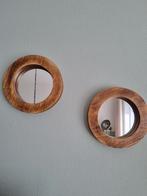 2 ronde houten spiegels, Minder dan 100 cm, Minder dan 50 cm, Rond, Ophalen of Verzenden