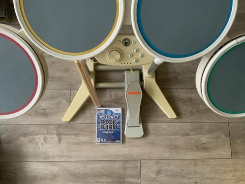 Nintendo Wii Drumstel voor Rock Band - Drum / Drummen + Spel, Spelcomputers en Games, Games | Nintendo Wii, Zo goed als nieuw