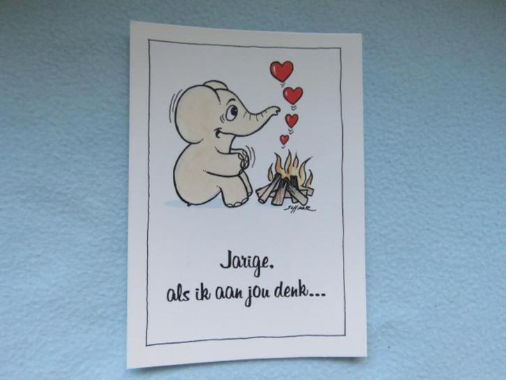 1 EURO OF GRATIS Vintage verjaardagskaart olifantje NIEUW, Diversen, Wenskaarten, Nieuw, Ophalen of Verzenden