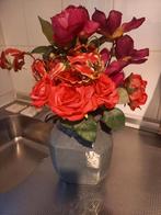 Kunst bloemstuk in antraciet vaas, Ophalen of Verzenden, Zo goed als nieuw, Binnen