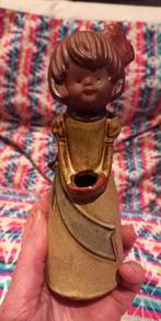 Lief vintage beeldje keramiek meisje kaarshouder?, Verzamelen, Beelden en Beeldjes, Ophalen of Verzenden, Zo goed als nieuw, Mens