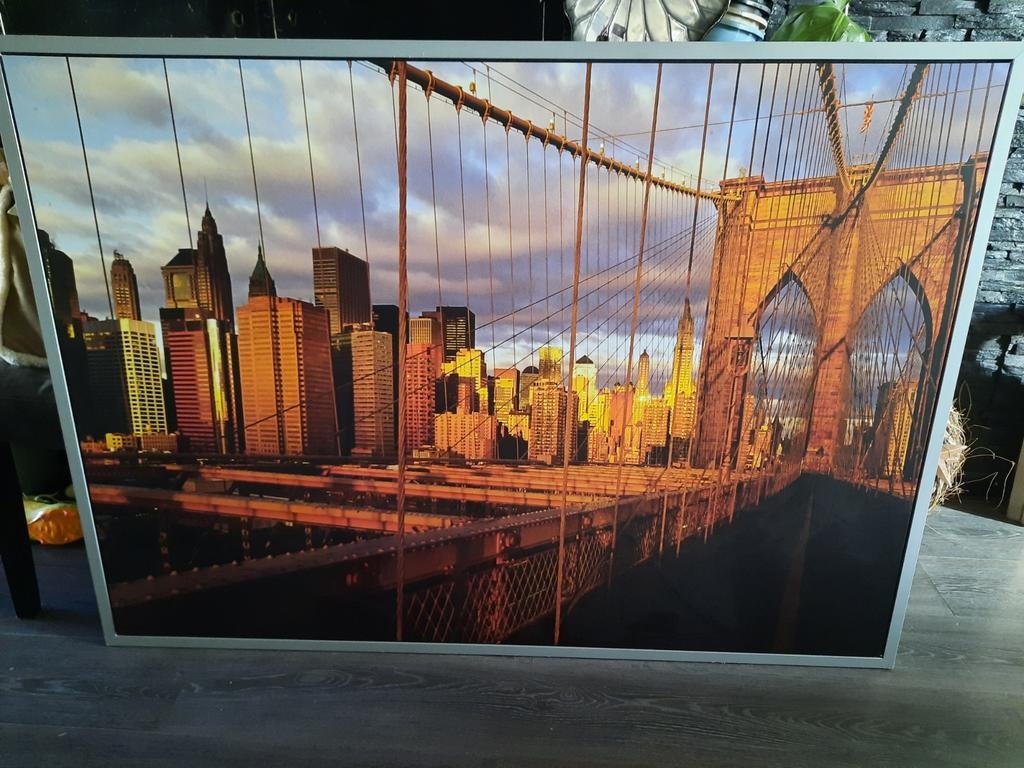 Schilderij New York Brooklyn Bridge, Ophalen, 125 cm of meer, Zo goed als nieuw, Schilderij