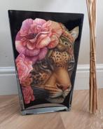 Vaas panter met pluimen, Ophalen, Overige kleuren, Minder dan 50 cm, Glas