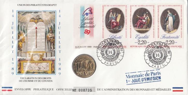 Frankrijk - 1989 - 200 Jaar Franse Revolutie - Muntbrief, Postzegels en Munten, Postzegels | Europa | Frankrijk, Gestempeld, Verzenden