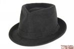 Vintage Gleufhoed Panizza donker grijs zacht haarvilt 57, Hoed, Ophalen of Verzenden, Panizza, 57 cm (M, 7⅛ inch) of minder
