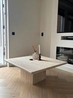 Travertin salontafel, Overige materialen, 100 tot 150 cm, Japandi vintage marmeren natuursteen, Vierkant