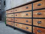 Zwart Houten Dressoir | Industriele Kast Lowboard Hout 2, Gebruikt, Metaal, Ophalen of Verzenden, 200 cm of meer