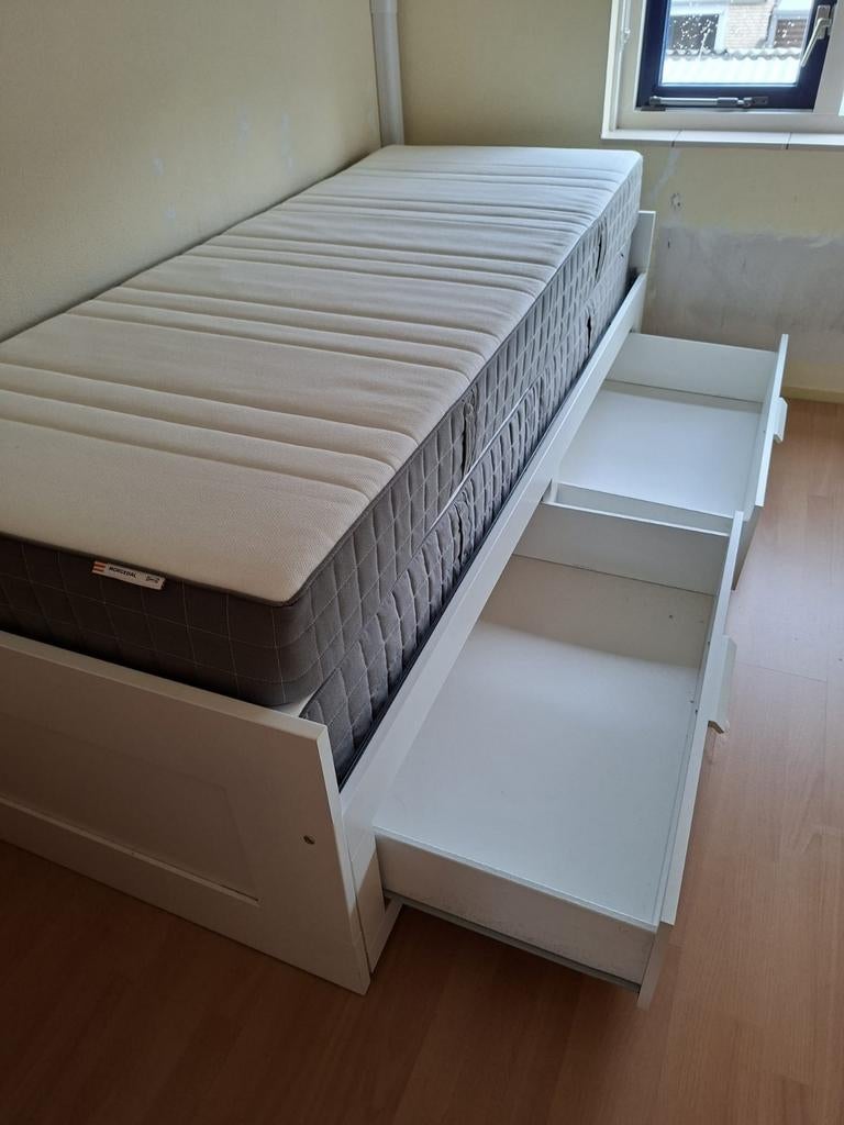 Uitschuifbaar Bed, Ophalen, 90 cm, Eenpersoons, Wit