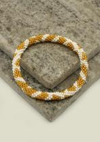 Glaskralen armband - wit en goud - RB117, Overige materialen, Overige kleuren, Verzenden, Nieuw
