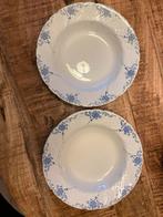 6 brocante borden Mignon Lunevillle petrol blauw bloemmotief, Antiek en Kunst, Ophalen of Verzenden