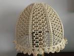 Mooie grote retro vintage lampenkap handwerk beige, Gebruikt, Beige, Rond, Ophalen of Verzenden