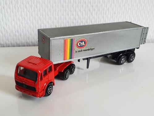 Majorette Mercedes C&A vrachtauto met Efsi trailer 1:100, Hobby en Vrije tijd, Modelauto's | 1:87, Zo goed als nieuw, Bus of Vrachtwagen