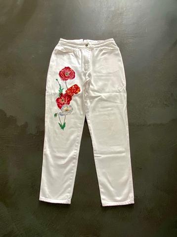 J418 Kenzo maat 36=S jeans spijkerbroek wit broek borduursel beschikbaar voor biedingen