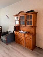 Houten buffetkast met glazen deuren, Ophalen of Verzenden, Zo goed als nieuw, Met lade(s), 25 tot 50 cm