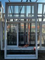 4 meranti kozijnen met draaikiep ramen en boven vast glas, Raamkozijn, Zo goed als nieuw, Inclusief glas, 225 cm of meer