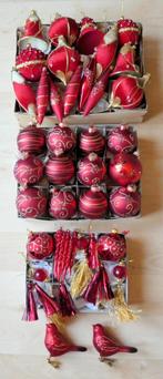 Hele mooie rode kerstballen fluweel + glazen ballen figuren, Ophalen of Verzenden, Zo goed als nieuw