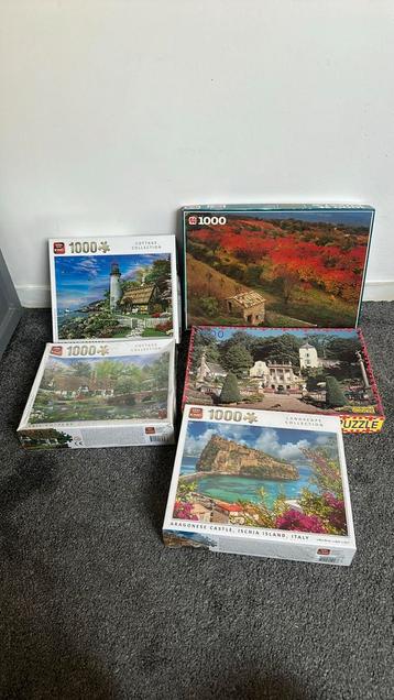 5 puzzels van 1000 stukjes beschikbaar voor biedingen