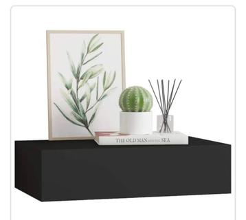 Wandschap/wandkast (NIEUW) met lade 40x23,5x10 cm MDF zwart beschikbaar voor biedingen