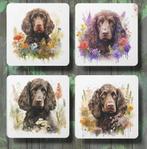 Ierse Water Spaniël Aquarel onderzetters met houder, Huis en Inrichting, Woonaccessoires | Onderzetters, Ophalen of Verzenden