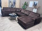 ZGAN Velvet Velours U-Bank / Hoekbank - Bruin - 353cm, Ophalen, Velvet velours hoekbank u bank eric custer hotel chique, -, -