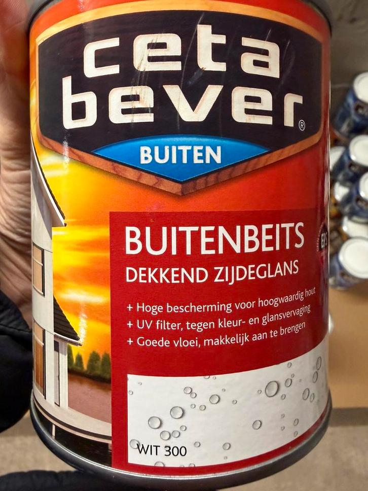 Cetabever dekkende witte beits 0,75l en 1,25liter, Hobby en Vrije tijd, Schilderen, Nieuw, Ophalen of Verzenden