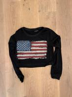 Zwart shirt met Amerikaanse vlag - Maat XS, Zwart, Ophalen of Verzenden, Lange mouw, Maat 34 (XS) of kleiner