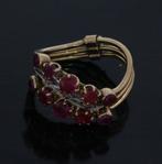 Antieke fraaie 14k gouden robijnen roos diamanten dames ring, Sieraden, Tassen en Uiterlijk, Antieke sieraden, Goud, Met edelsteen