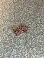 Goud/ roze hartjesvormige oorbellen, Ophalen of Verzenden, Zo goed als nieuw, Roze, Hangers