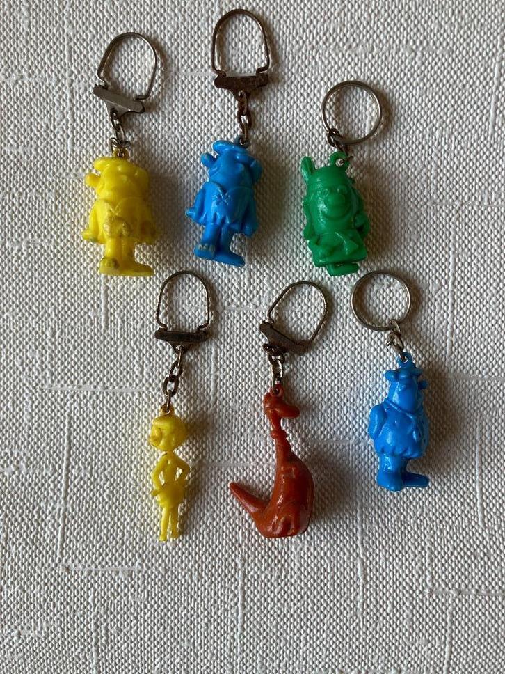 Vintage Flintstones sleutelhangers uit de jaren ’70 6 stuks, Verzamelen, Sleutelhangers, Gebruikt, Overige typen, Ophalen of Verzenden