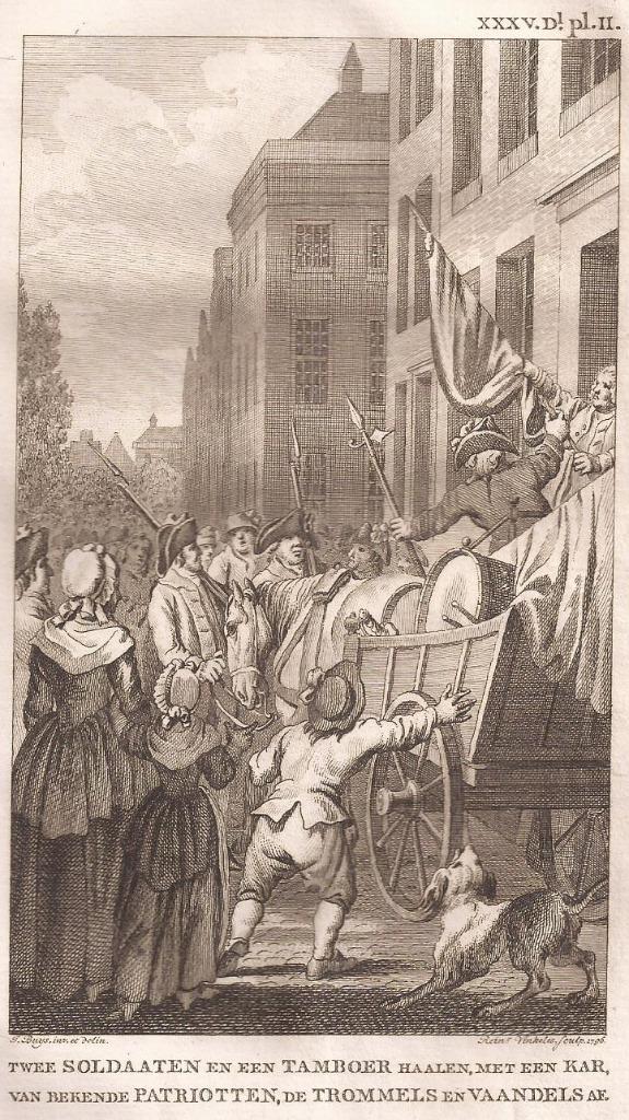 Zutphen - Twee Soldaaten en een Tamboer haalen, met een Kar, Antiek en Kunst, Kunst | Etsen en Gravures, Ophalen of Verzenden