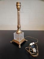 Vintage lampenvoet messing/kristal., Gebruikt, Vintage, Ophalen of Verzenden, Glas