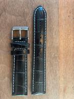 20mm Horlogeband leer zwart nieuw incl 2 pushpins, Sieraden, Tassen en Uiterlijk, Overige Accessoires, Nieuw, Ophalen of Verzenden