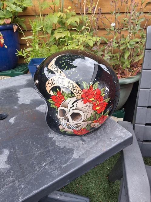 Jethelm MT Helmets LE MANS 2 SV Skull & Roses A1 – Maat S, Fietsen en Brommers, Brommerhelmen, Zo goed als nieuw, Ophalen