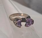Fantasiering met twee Amethisten, maat 18, Ophalen of Verzenden, Gebruikt, Zilver, Overige merken