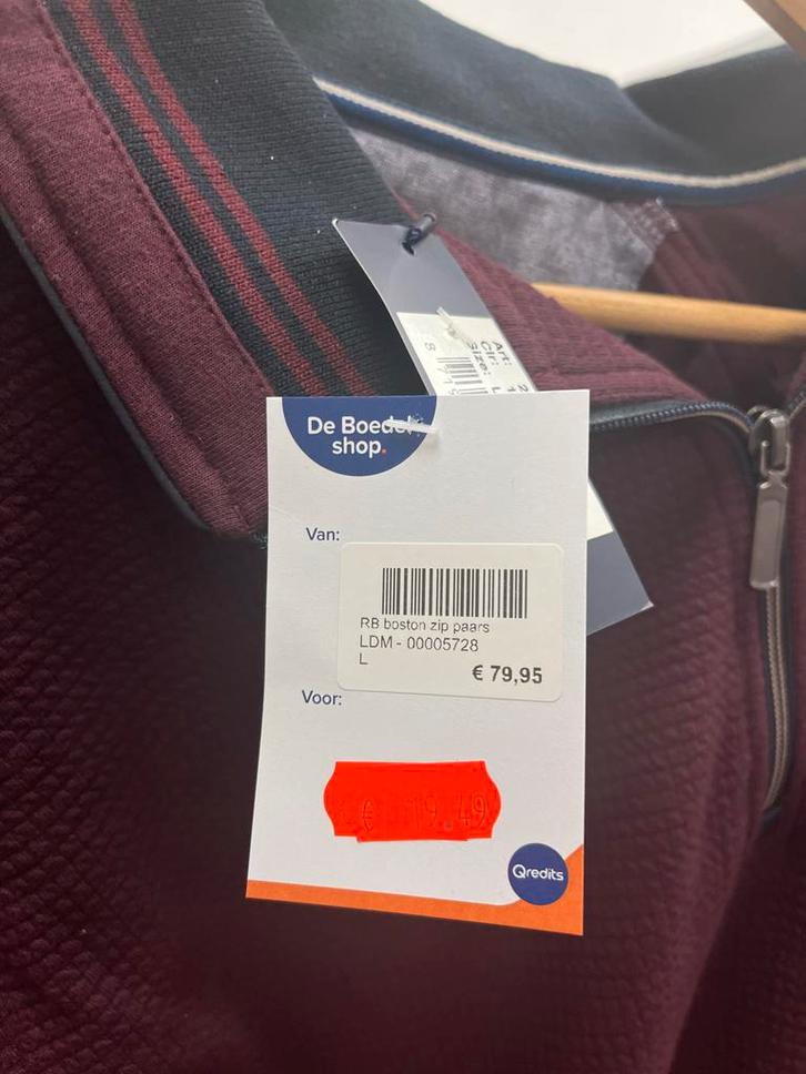 RB Boston Zip Trui Paars Maat L, Kleding | Heren, Truien en Vesten, Nieuw, Maat 52/54 (L), Paars, Ophalen of Verzenden