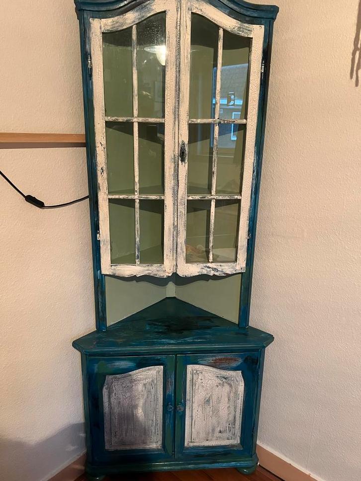 Hoekkast met glas en deuren, Huis en Inrichting, Kasten | Dressoirs, Gebruikt, Minder dan 50 cm, Minder dan 25 cm, Met deur(en)