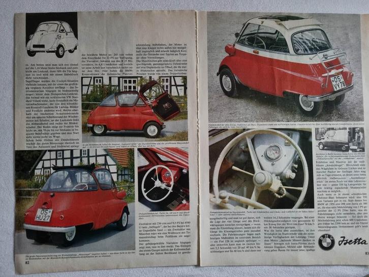 Poster en artikel over de BMW Isetta uit tijdschrift Markt, Boeken, Auto's | Folders en Tijdschriften, Gelezen, BMW, Ophalen of Verzenden
