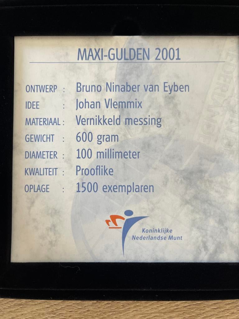 Maxi-Gulden 2001 Prooflike - Koninklijke Nederlandse Munt, Ophalen, Koningin Beatrix, 1 gulden, Losse munt
