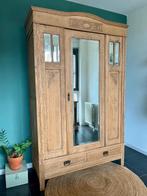 Eiken vintage kleding linnen meidenkast art deco demontabel, 100 tot 150 cm, 200 cm of meer, Eiken demontabele meidenkast kleding linnenkast