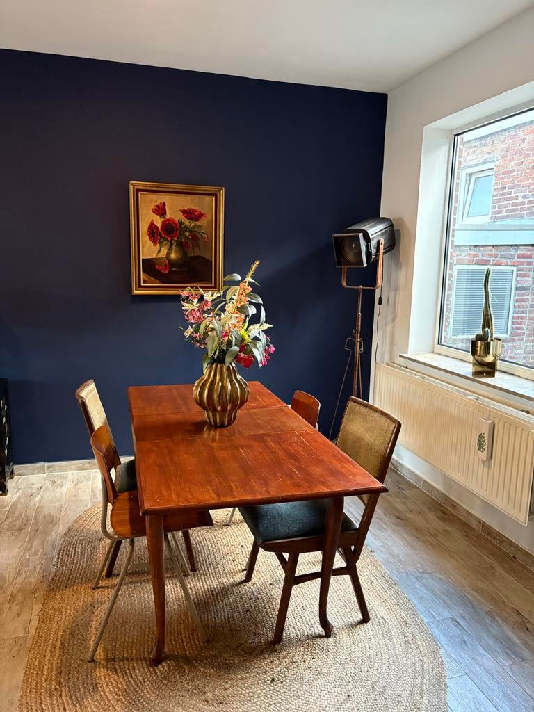 Vintage eettafel, Huis en Inrichting, Tafels | Eettafels, Ophalen, Gebruikt, Vierkant, 50 tot 100 cm