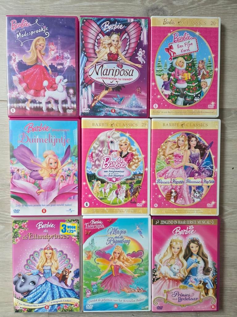Barbie - 9x dvd, Cd's en Dvd's, Alle leeftijden, Ophalen of Verzenden, Zo goed als nieuw