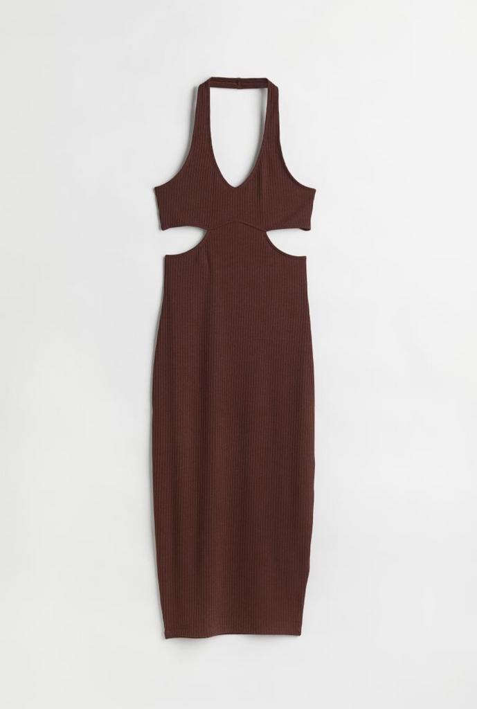 H&M cut out halter dress, Maat 38/40 (M), Bruin, Verzenden, Nieuw